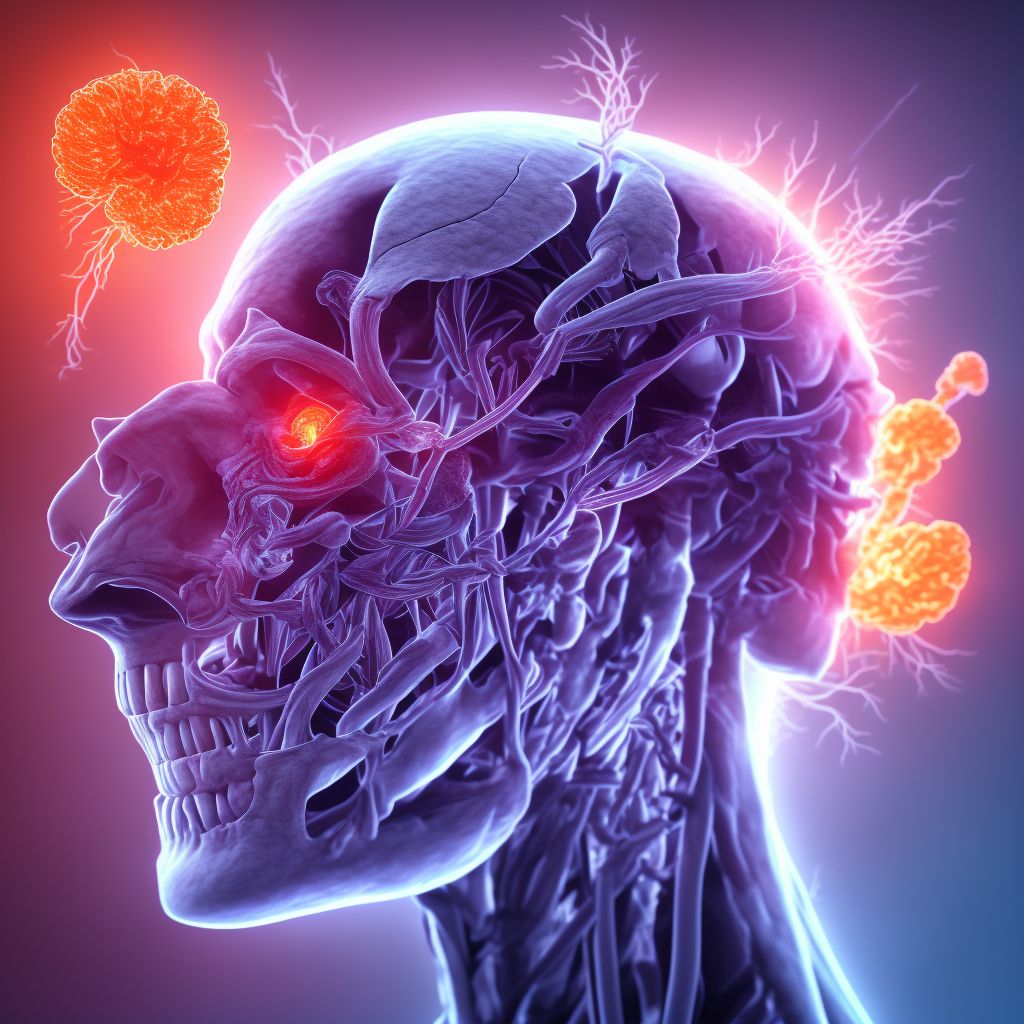 Injury of left internal carotid artery, intracranial portion, not elsewhere classified with loss of consciousness of 31 minutes to 59 minutes, sequela digital illustration