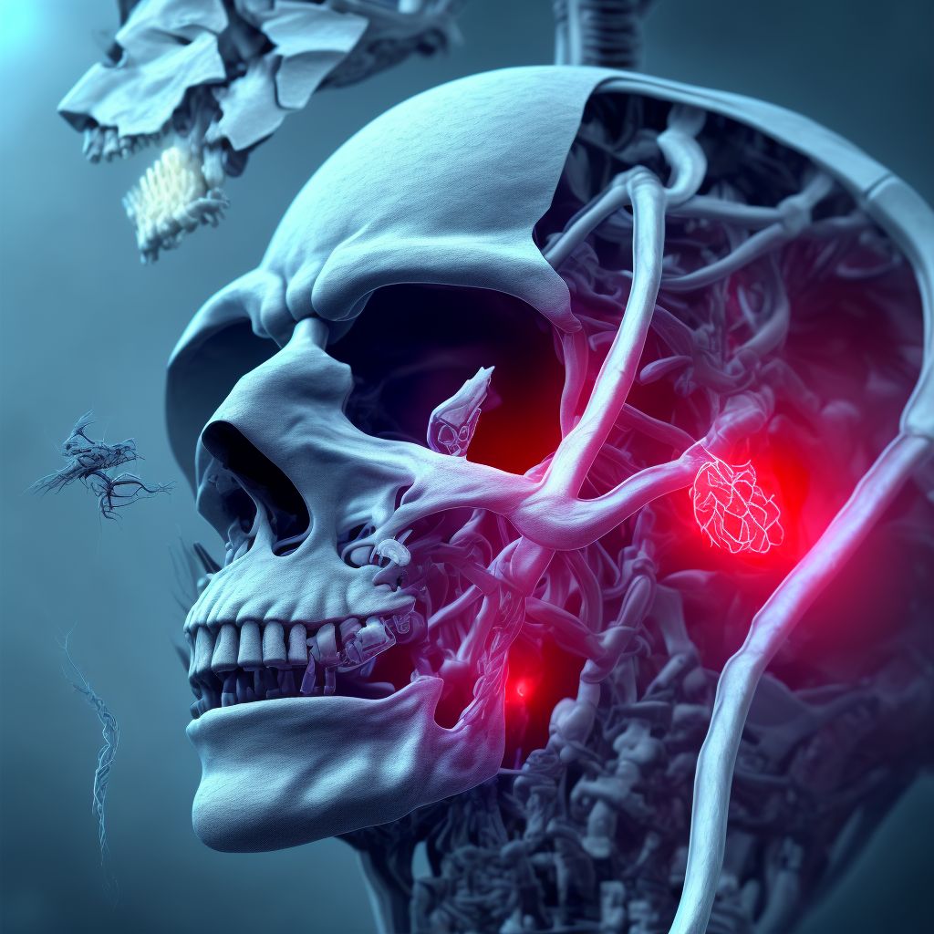 Injury of left internal carotid artery, intracranial portion, not elsewhere classified with loss of consciousness of 1 hour to 5 hours 59 minutes, sequela digital illustration