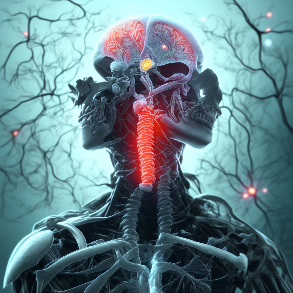 Injury of left internal carotid artery, intracranial portion, not elsewhere classified with loss of consciousness greater than 24 hours without return to pre-existing conscious level with patient surviving, initial encounter digital illustration