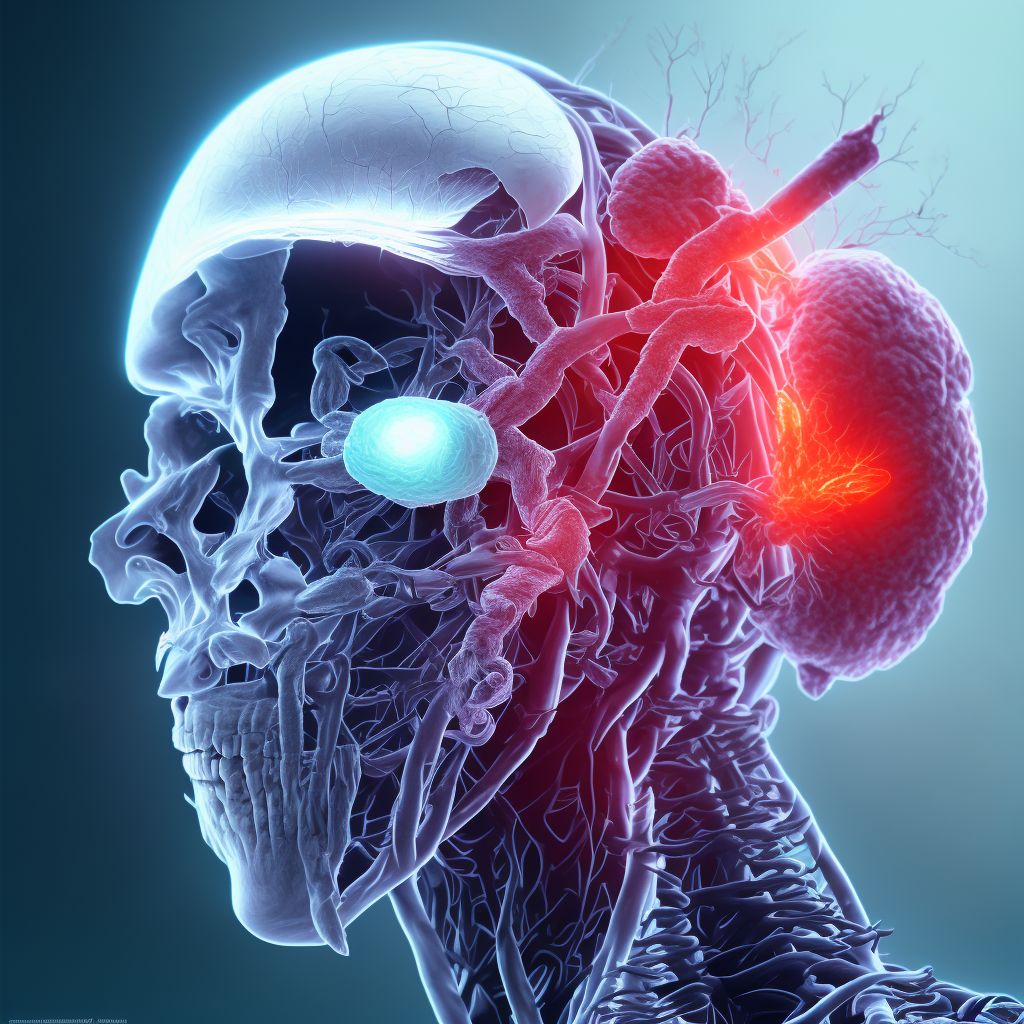 Injury of left internal carotid artery, intracranial portion, not elsewhere classified with loss of consciousness greater than 24 hours without return to pre-existing conscious level with patient surviving, sequela digital illustration