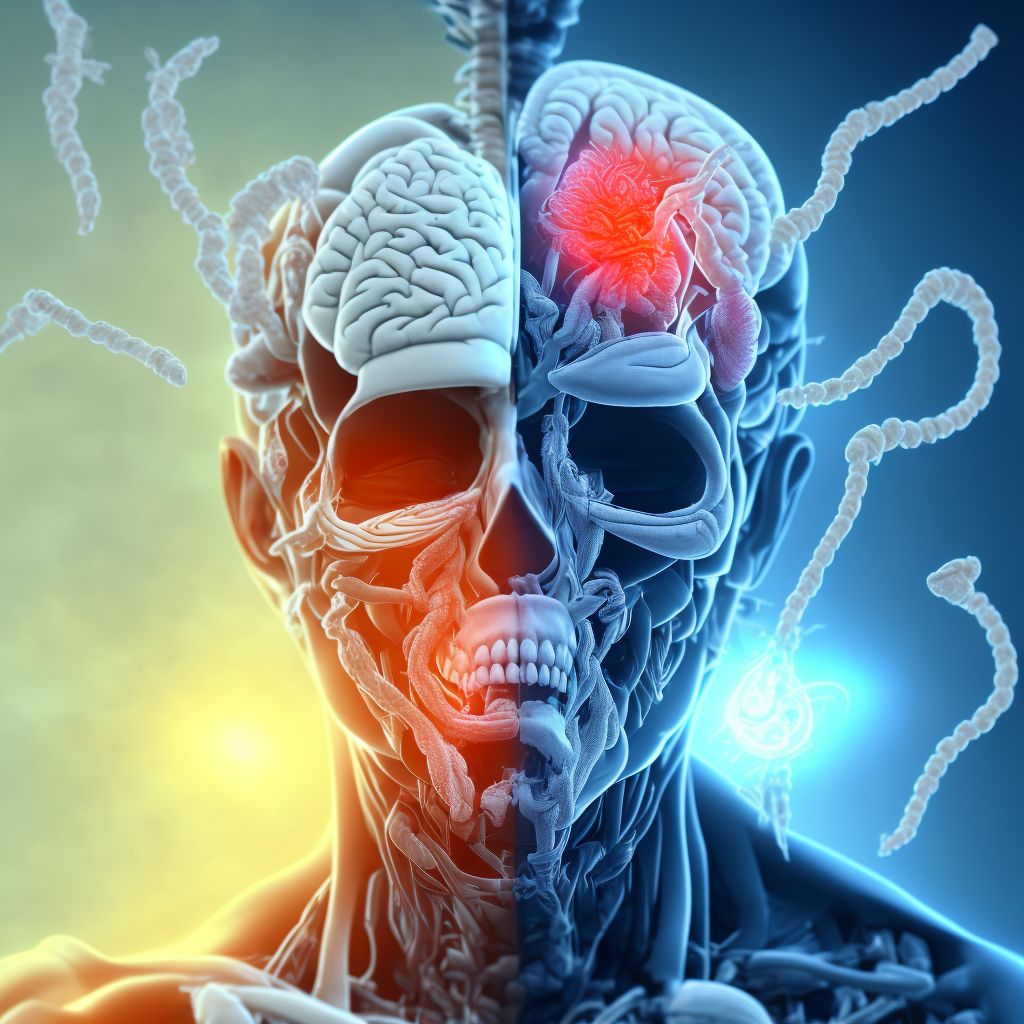 Injury of left internal carotid artery, intracranial portion, not elsewhere classified with loss of consciousness of any duration with death due to brain injury prior to regaining consciousness, sequela digital illustration