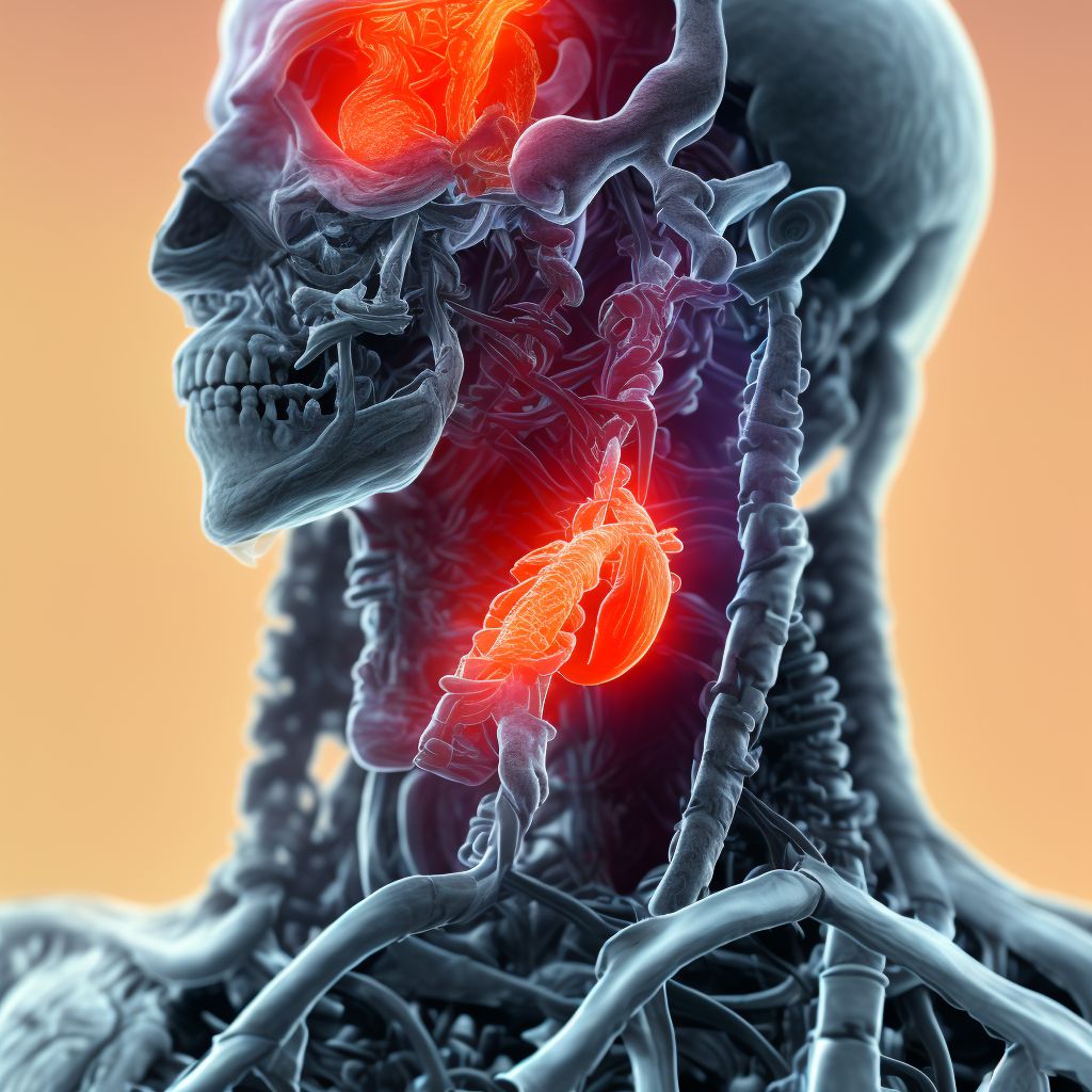 Injury of left internal carotid artery, intracranial portion, not elsewhere classified with loss of consciousness of unspecified duration, initial encounter digital illustration