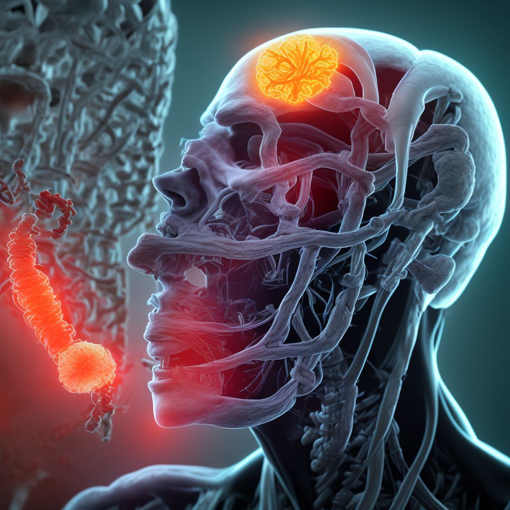 Injury of left internal carotid artery, intracranial portion, not elsewhere classified with loss of consciousness of unspecified duration, sequela digital illustration