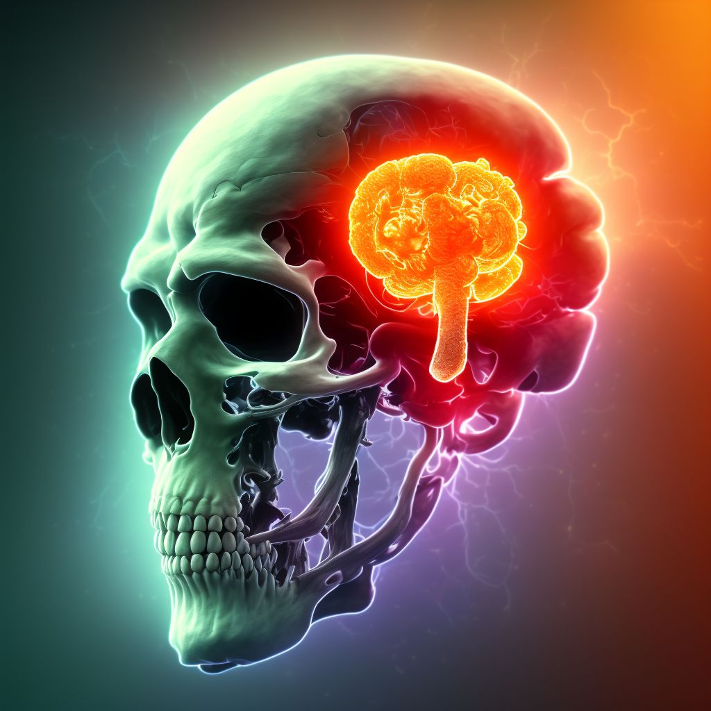 Unspecified intracranial injury with loss of consciousness of any duration with death due to other cause prior to regaining consciousness, sequela digital illustration