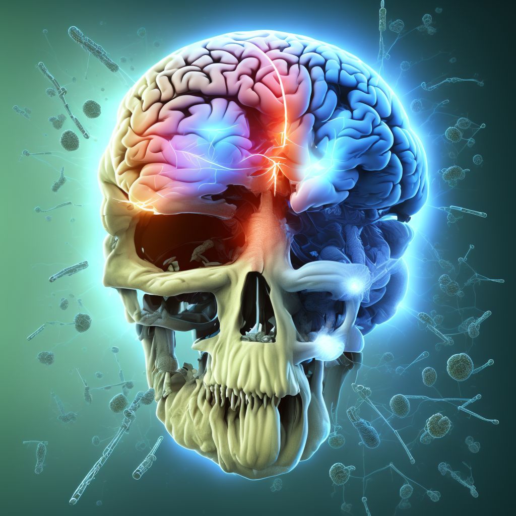 Traumatic brain compression without herniation, subsequent encounter digital illustration