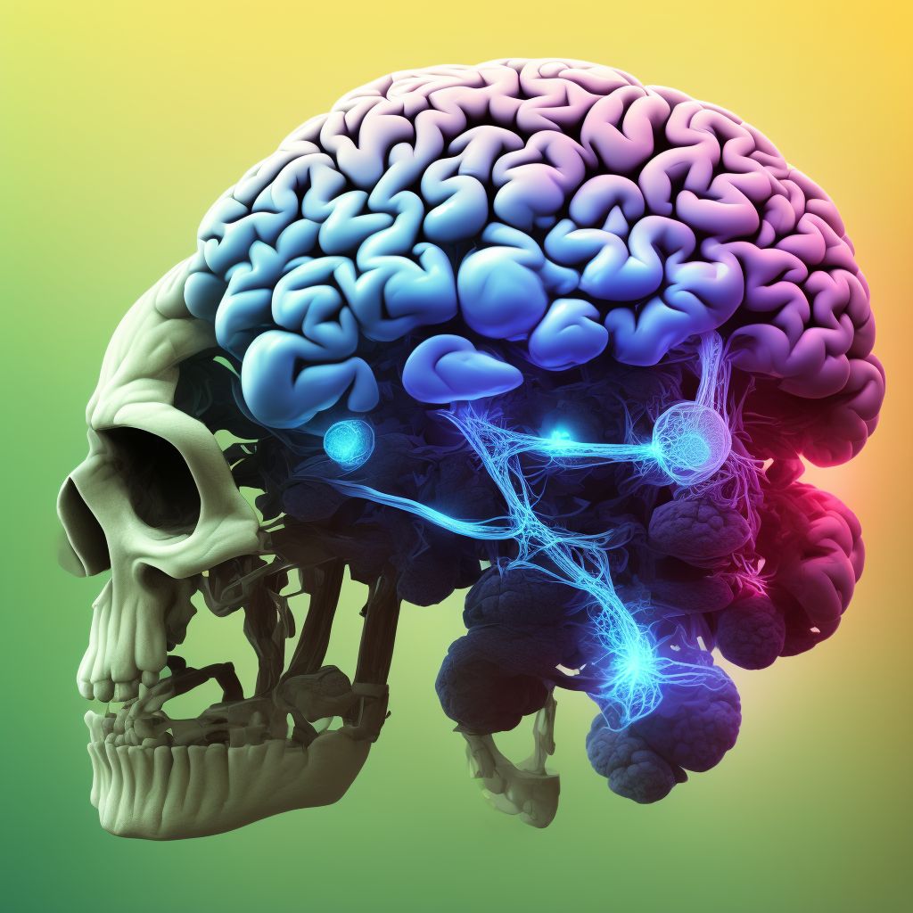 Traumatic brain compression with herniation, sequela digital illustration