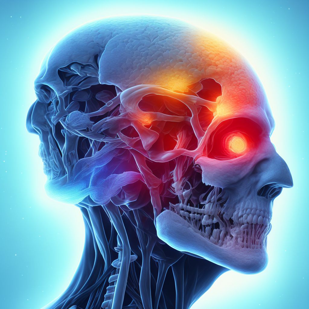 Crushing injury of other parts of head, sequela digital illustration