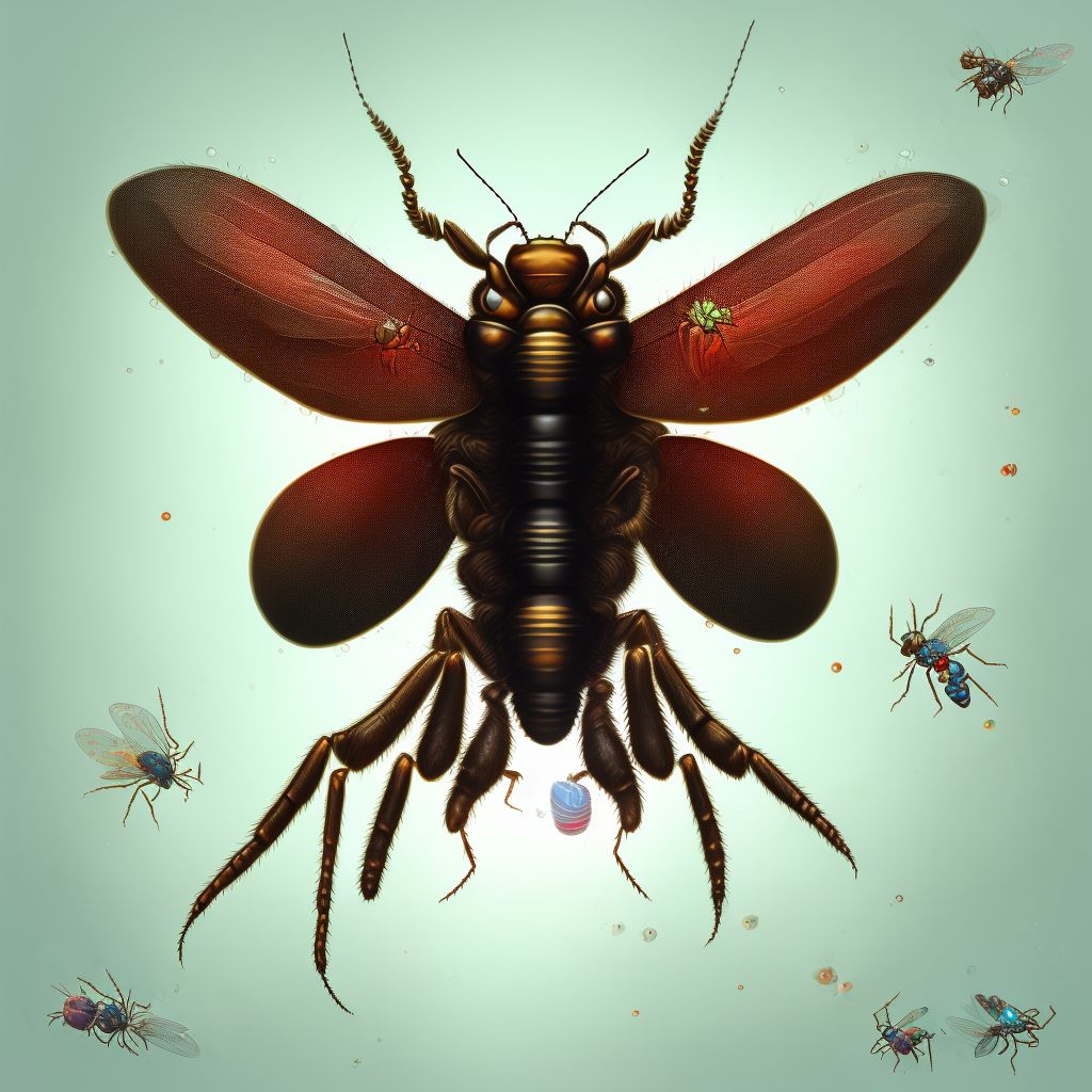 Insect bite of other specified part of neck, subsequent encounter digital illustration