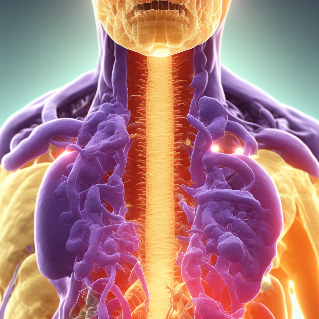 Puncture wound without foreign body of pharynx and cervical esophagus, sequela digital illustration