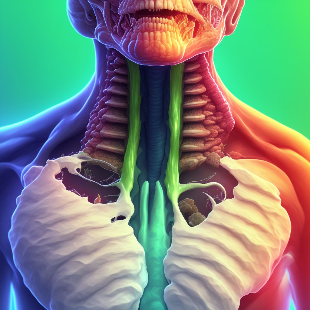 Puncture wound with foreign body of pharynx and cervical esophagus, sequela digital illustration