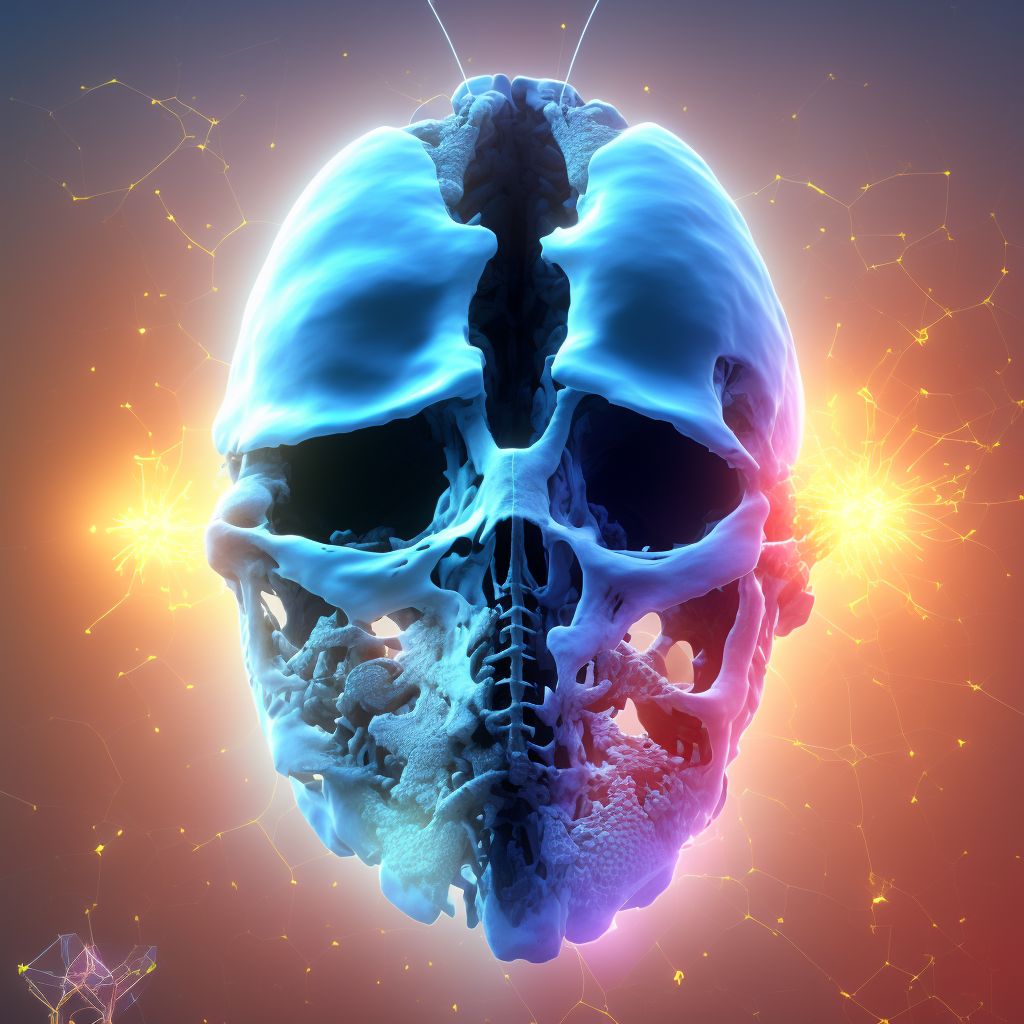 Unspecified nondisplaced fracture of first cervical vertebra, subsequent encounter for fracture with delayed healing digital illustration