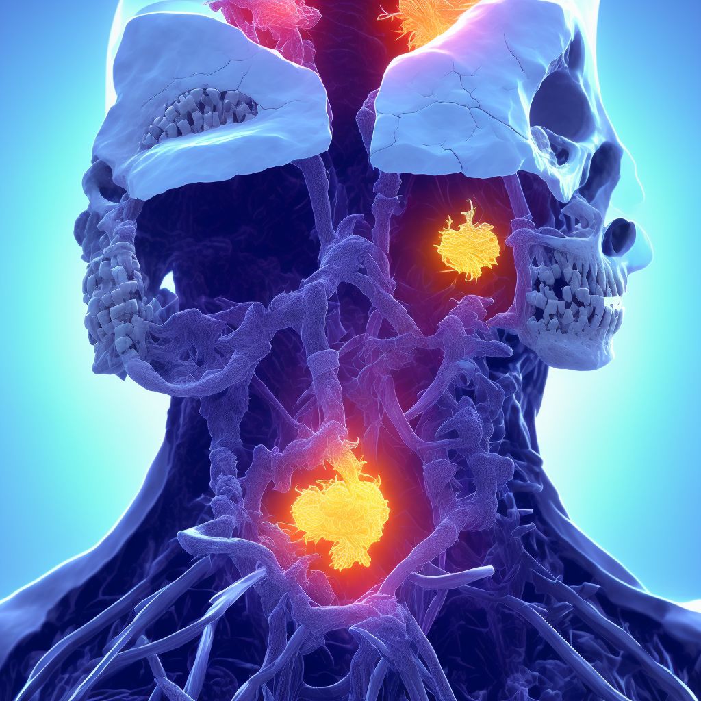 Displaced posterior arch fracture of first cervical vertebra, initial encounter for open fracture digital illustration