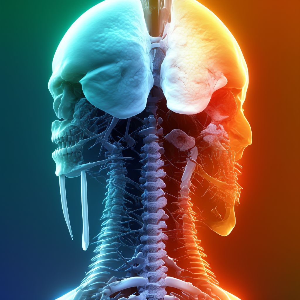 Displaced posterior arch fracture of first cervical vertebra, sequela digital illustration