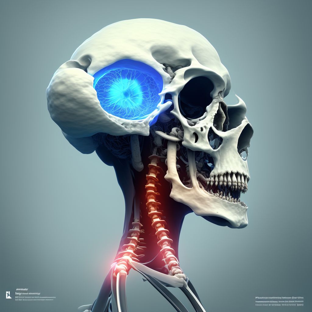 Nondisplaced posterior arch fracture of first cervical vertebra, subsequent encounter for fracture with routine healing digital illustration