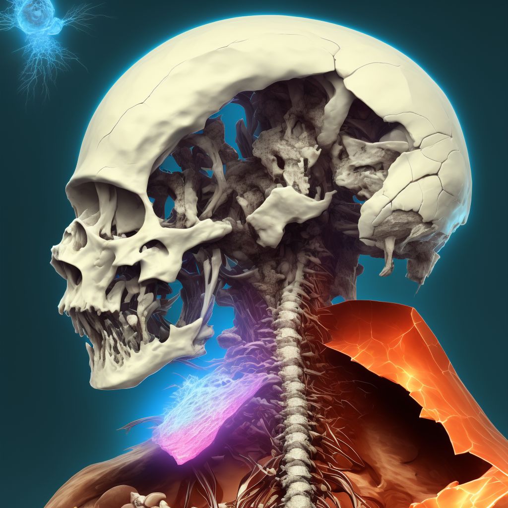 Unspecified displaced fracture of second cervical vertebra, subsequent encounter for fracture with delayed healing digital illustration