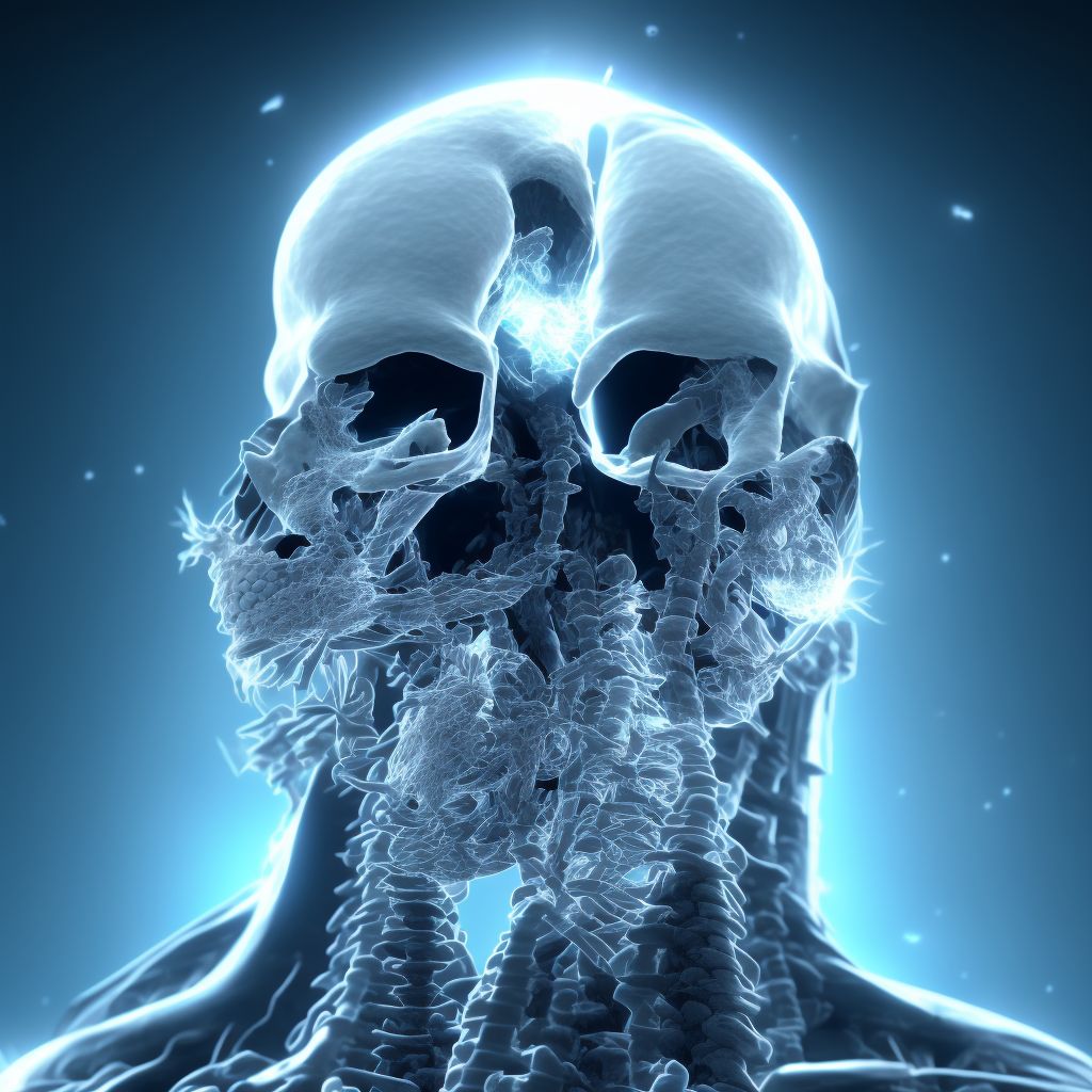 Unspecified nondisplaced fracture of second cervical vertebra, subsequent encounter for fracture with nonunion digital illustration