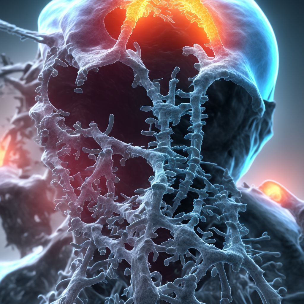 Unspecified traumatic displaced spondylolisthesis of second cervical vertebra, subsequent encounter for fracture with nonunion digital illustration