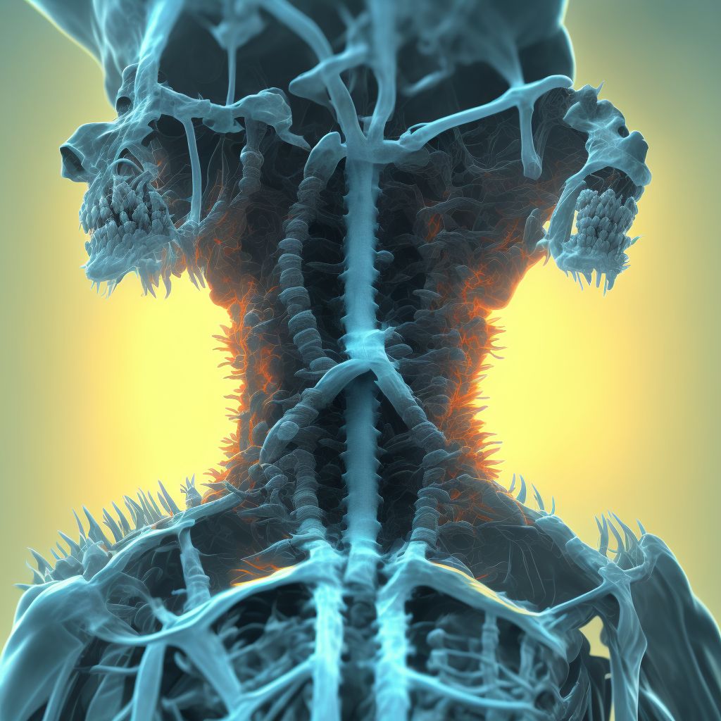 Type III traumatic spondylolisthesis of second cervical vertebra, initial encounter for open fracture digital illustration