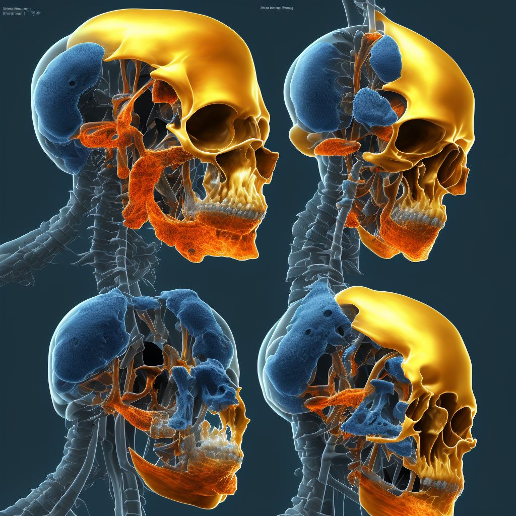 Type III traumatic spondylolisthesis of second cervical vertebra, subsequent encounter for fracture with nonunion digital illustration