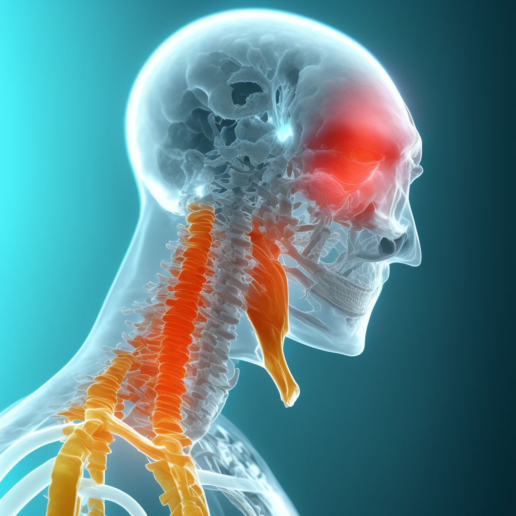 Unspecified nondisplaced fracture of third cervical vertebra, sequela digital illustration