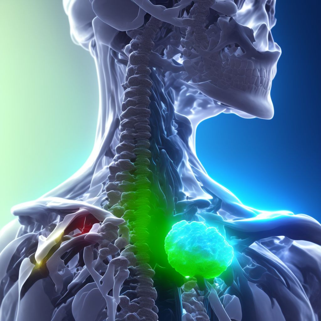 Unspecified displaced fracture of fourth cervical vertebra, subsequent encounter for fracture with routine healing digital illustration