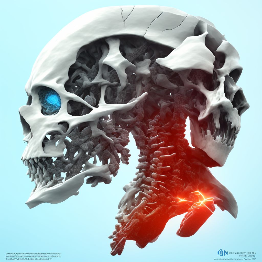 Unspecified nondisplaced fracture of fourth cervical vertebra, sequela digital illustration