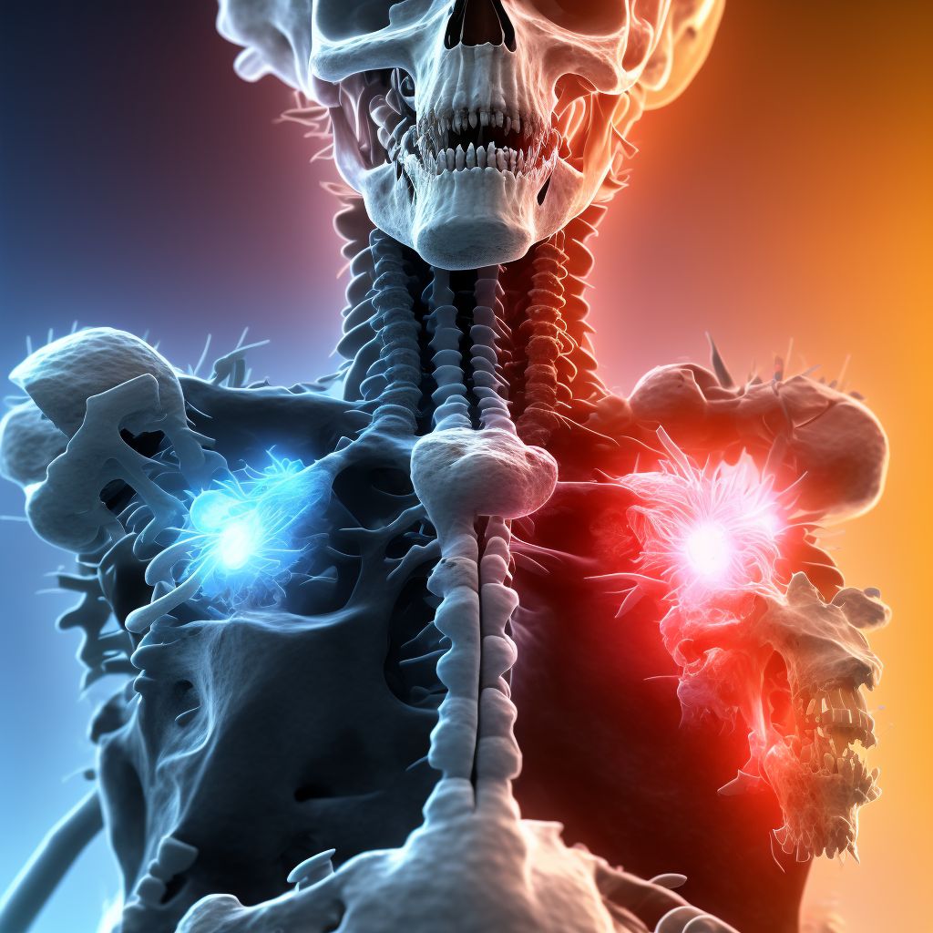 Unspecified traumatic displaced spondylolisthesis of fourth cervical vertebra, subsequent encounter for fracture with routine healing digital illustration