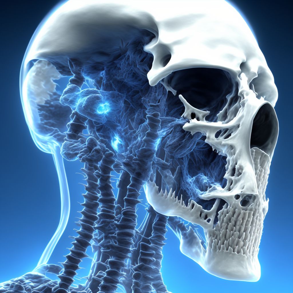 Unspecified traumatic displaced spondylolisthesis of fourth cervical vertebra, subsequent encounter for fracture with delayed healing digital illustration