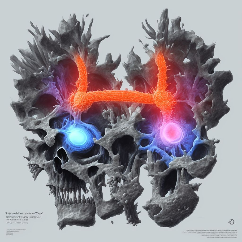 Type III traumatic spondylolisthesis of fourth cervical vertebra, initial encounter for open fracture digital illustration