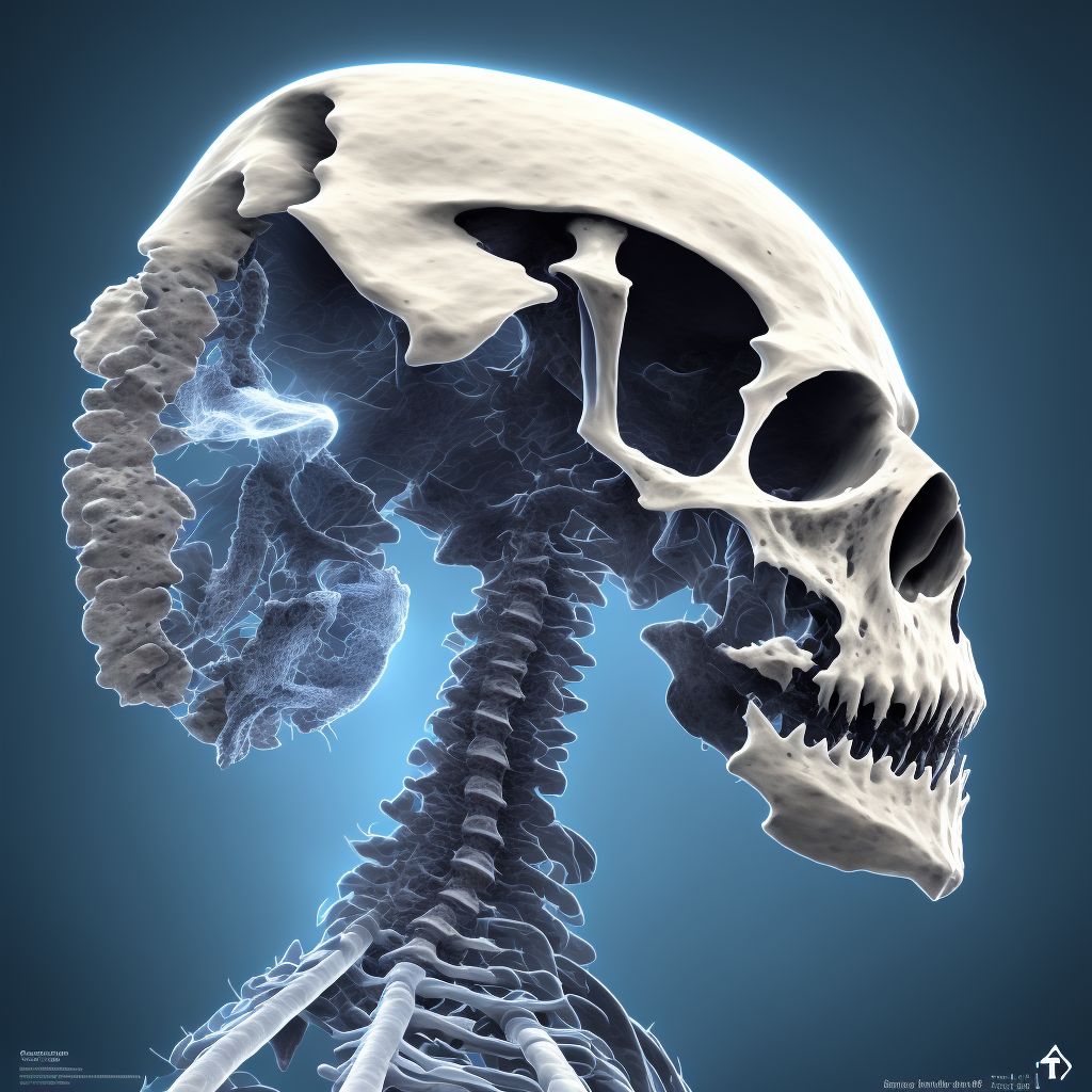 Type III traumatic spondylolisthesis of fourth cervical vertebra, subsequent encounter for fracture with nonunion digital illustration