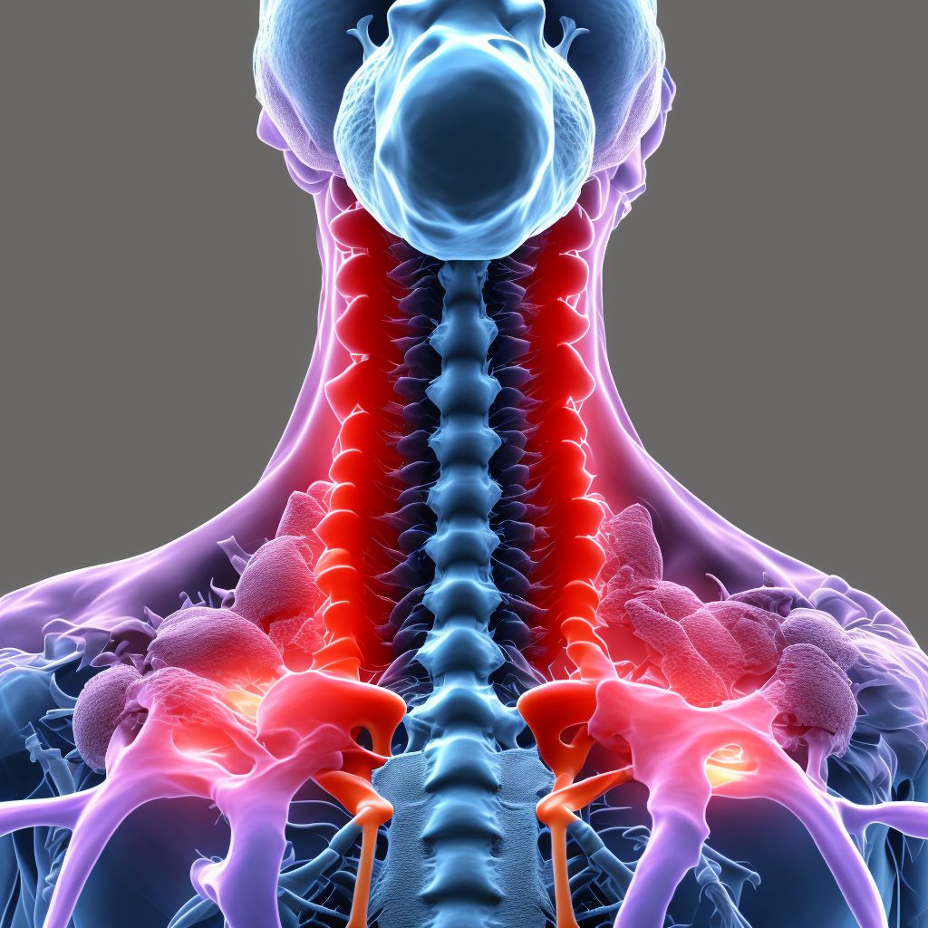 Type III traumatic spondylolisthesis of fourth cervical vertebra, sequela digital illustration