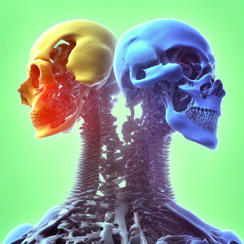 Unspecified nondisplaced fracture of fifth cervical vertebra, subsequent encounter for fracture with delayed healing digital illustration