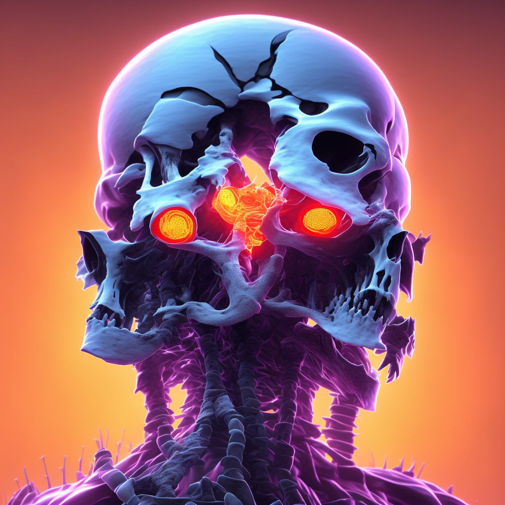 Type III traumatic spondylolisthesis of fifth cervical vertebra, initial encounter for open fracture digital illustration