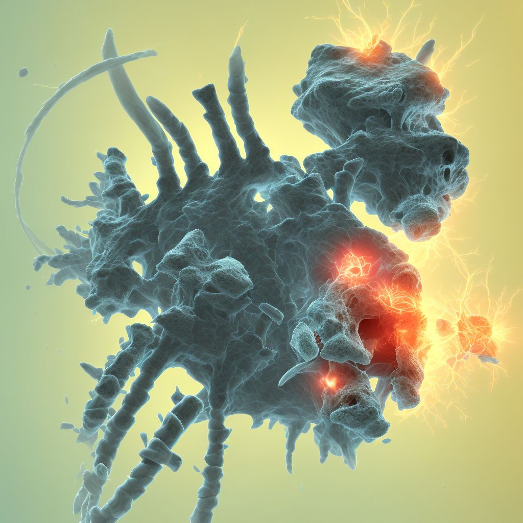 Type III traumatic spondylolisthesis of fifth cervical vertebra, subsequent encounter for fracture with routine healing digital illustration