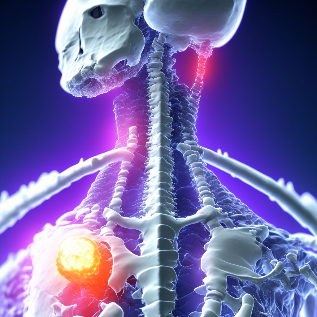 Other traumatic displaced spondylolisthesis of fifth cervical vertebra, initial encounter for closed fracture digital illustration