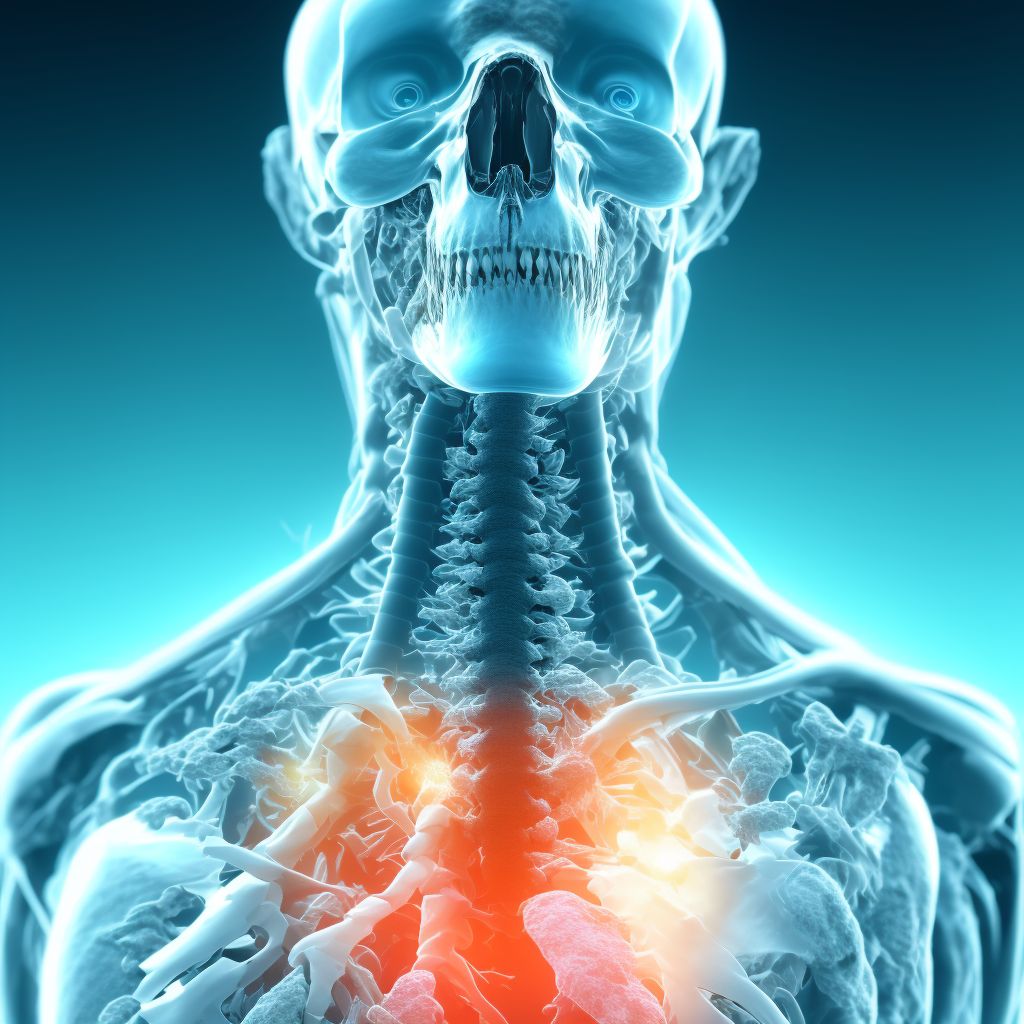 Unspecified displaced fracture of sixth cervical vertebra, subsequent encounter for fracture with routine healing digital illustration