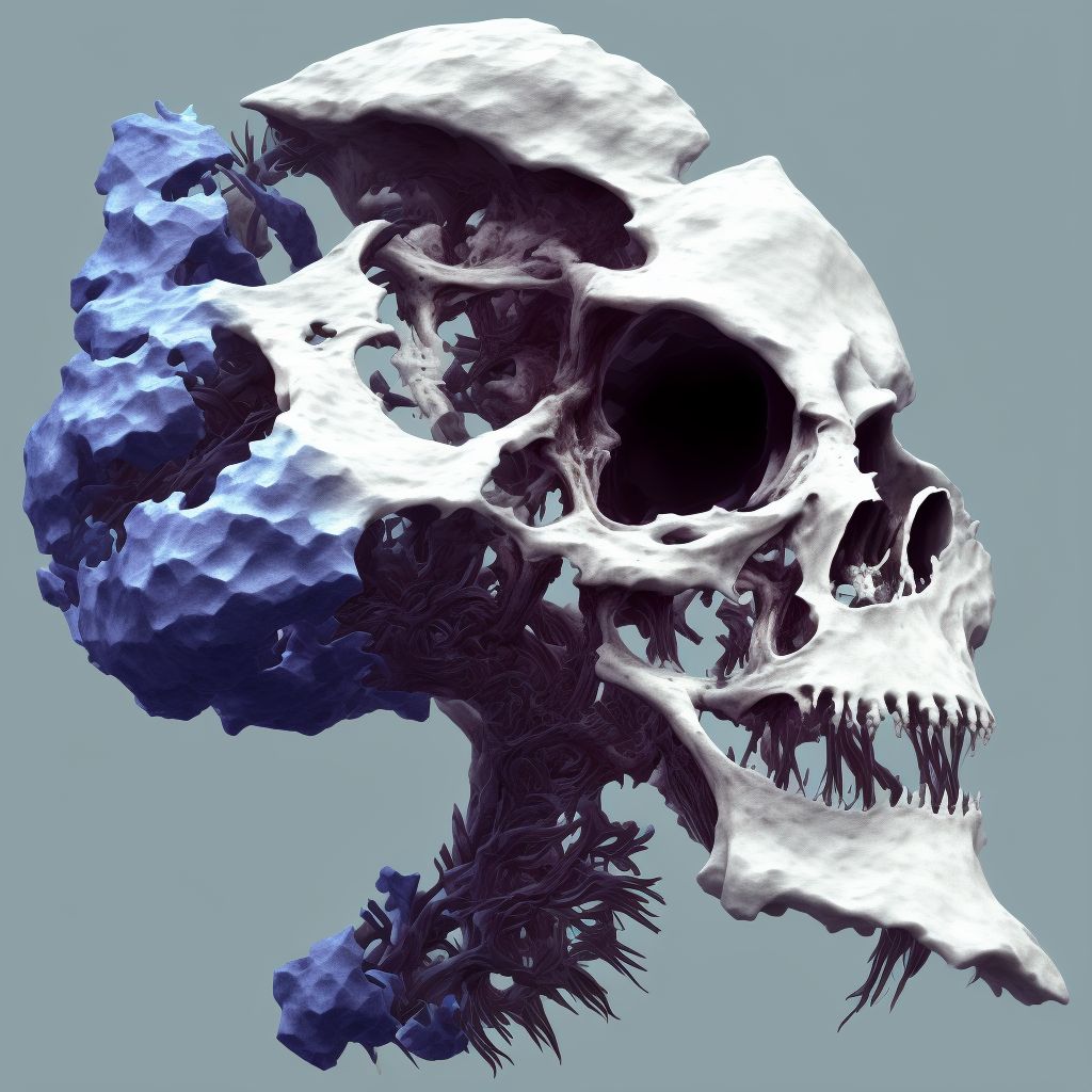 Unspecified nondisplaced fracture of sixth cervical vertebra, subsequent encounter for fracture with nonunion digital illustration