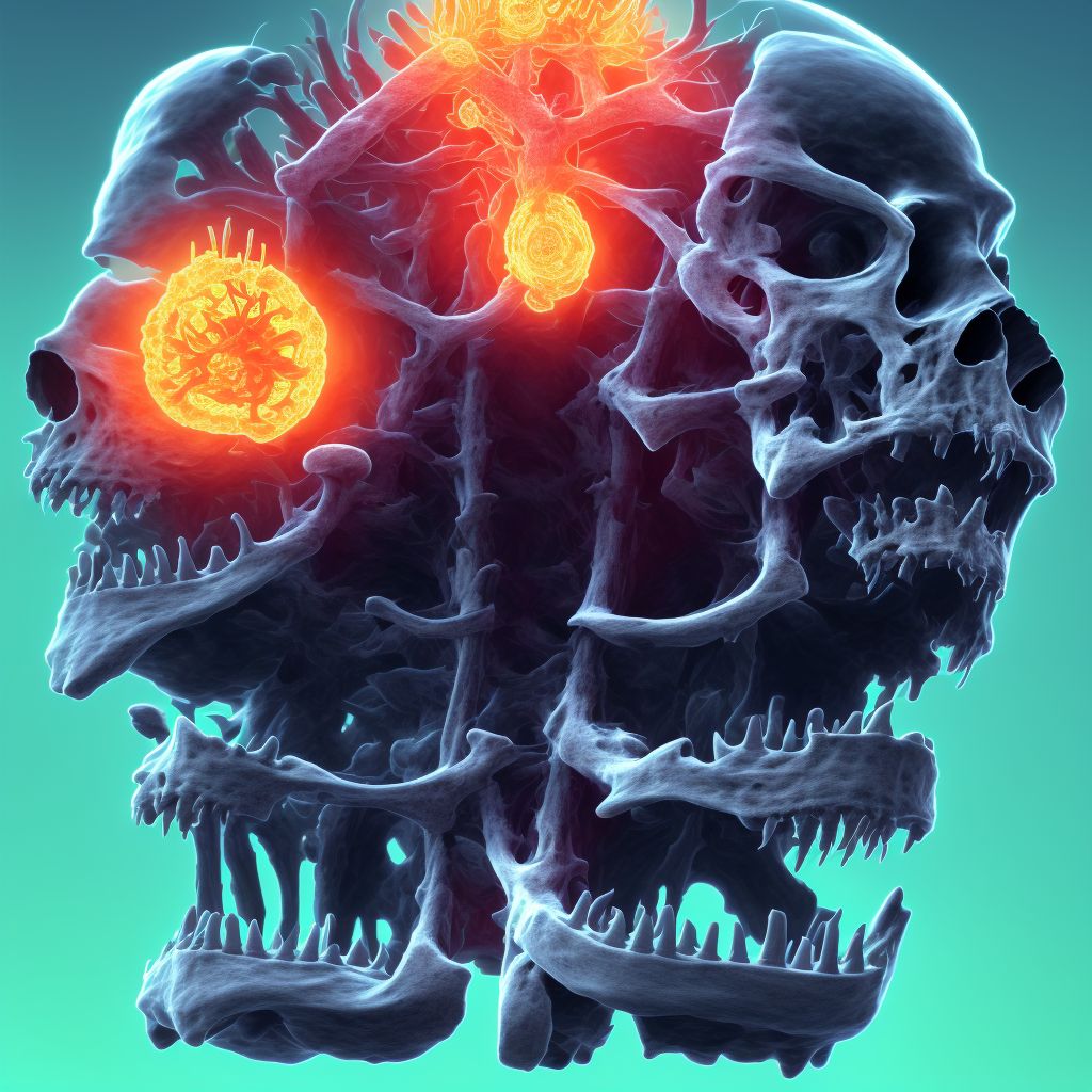 Type III traumatic spondylolisthesis of sixth cervical vertebra, subsequent encounter for fracture with delayed healing digital illustration