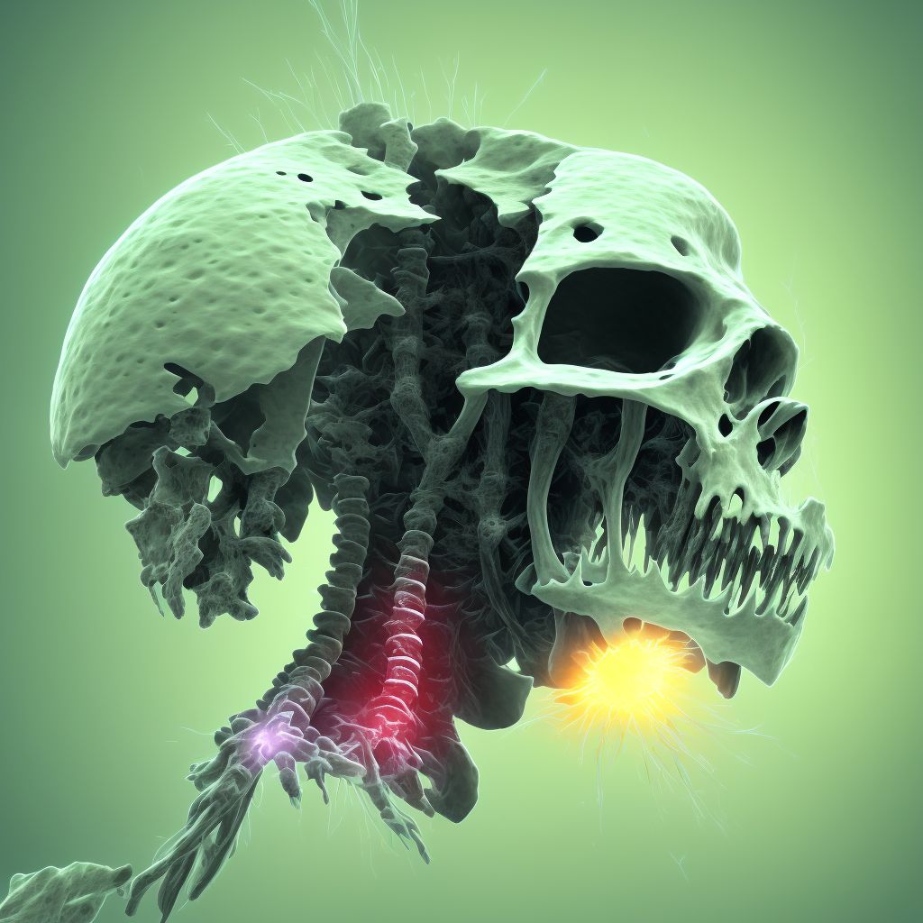 Type III traumatic spondylolisthesis of sixth cervical vertebra, subsequent encounter for fracture with nonunion digital illustration