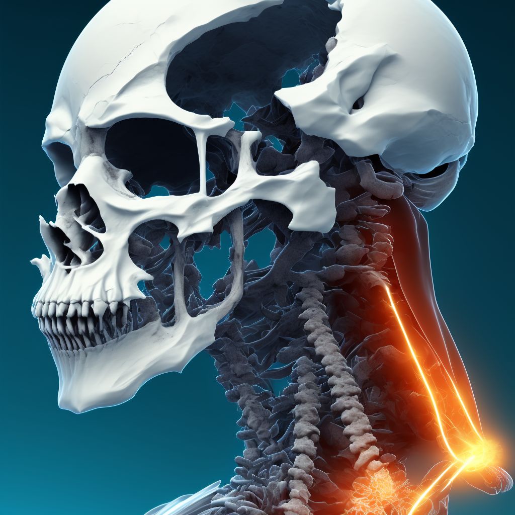 Unspecified displaced fracture of seventh cervical vertebra, initial encounter for closed fracture digital illustration