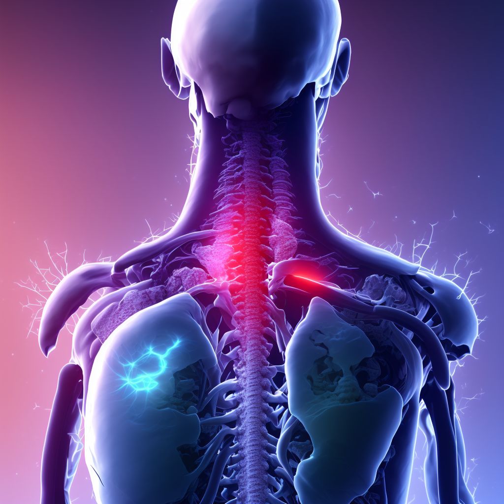 Unspecified displaced fracture of seventh cervical vertebra, subsequent encounter for fracture with nonunion digital illustration