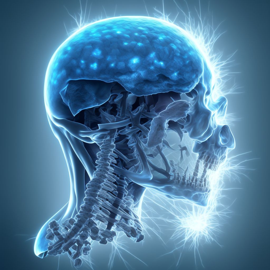 Unspecified displaced fracture of seventh cervical vertebra, sequela digital illustration