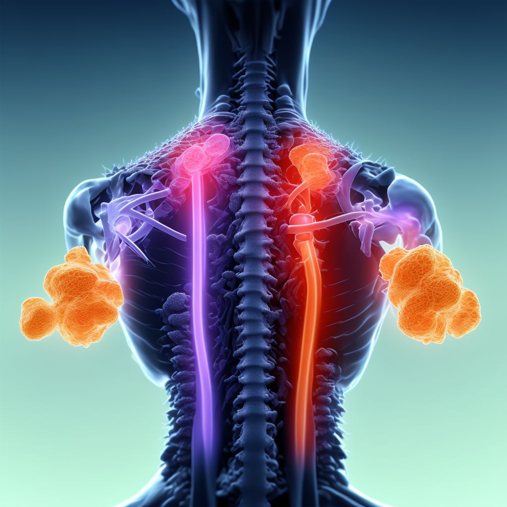 Unspecified traumatic displaced spondylolisthesis of seventh cervical vertebra, initial encounter for closed fracture digital illustration