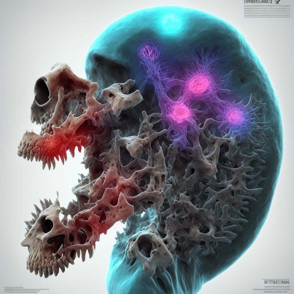 Unspecified traumatic displaced spondylolisthesis of seventh cervical vertebra, subsequent encounter for fracture with delayed healing digital illustration