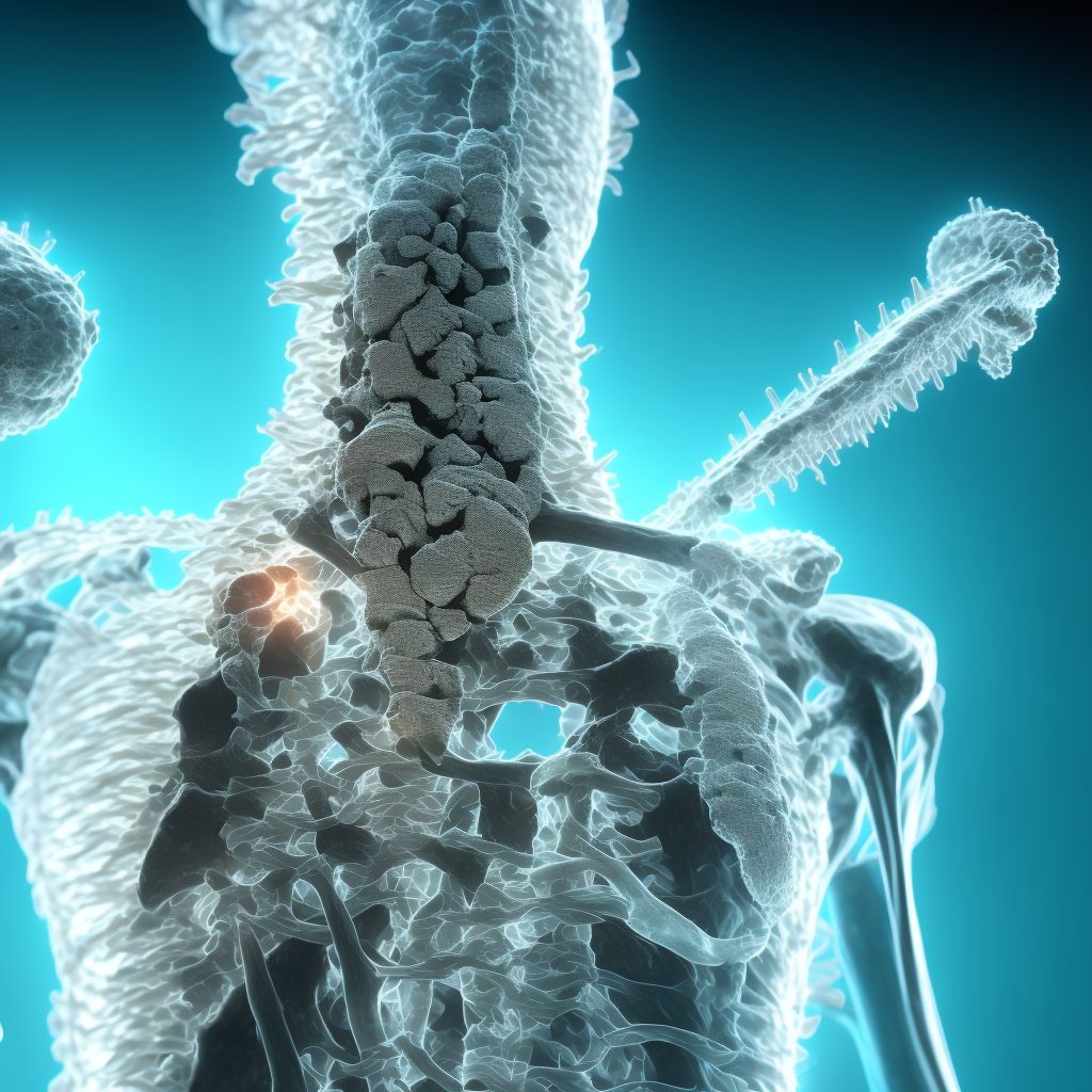 Unspecified traumatic nondisplaced spondylolisthesis of seventh cervical vertebra, initial encounter for open fracture digital illustration