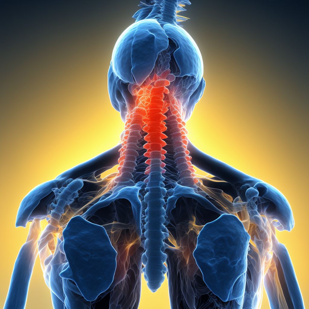 Unspecified traumatic nondisplaced spondylolisthesis of seventh cervical vertebra, sequela digital illustration