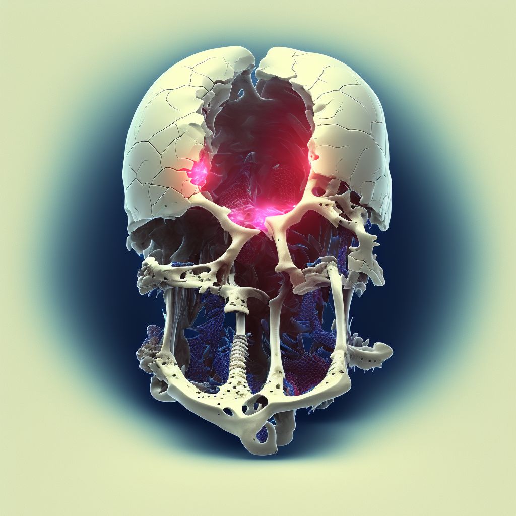 Type III traumatic spondylolisthesis of seventh cervical vertebra, initial encounter for open fracture digital illustration