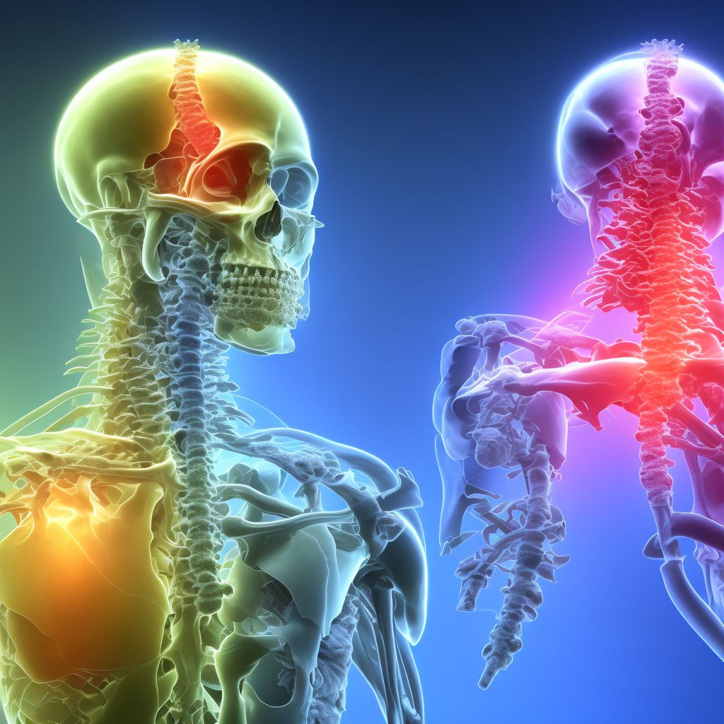 Subluxation of C3/C4 cervical vertebrae, initial encounter digital illustration