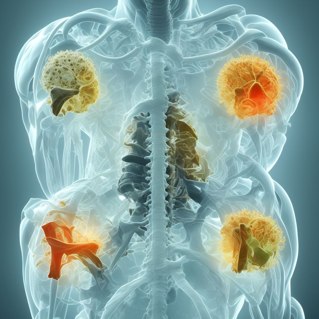 Dislocation of C3/C4 cervical vertebrae, sequela digital illustration