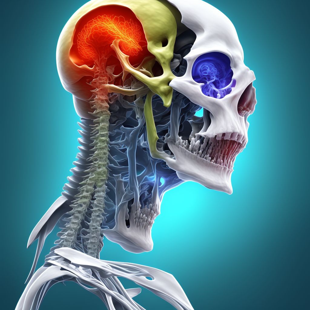 Dislocation of C4/C5 cervical vertebrae, sequela digital illustration